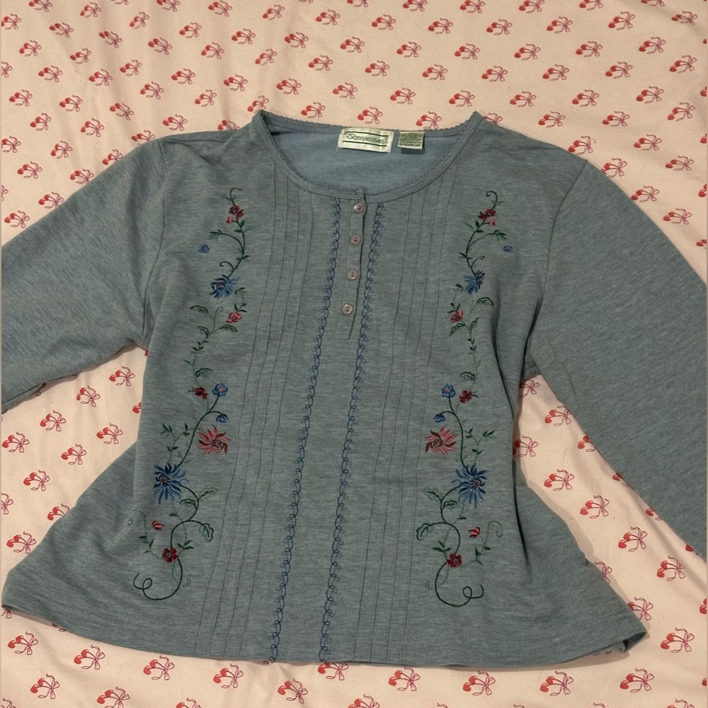 90s Vintage Shenanigans Embroidered Blouse